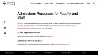 
                            8. Admissions Resources for Faculty and Staff - Columbia GSAS