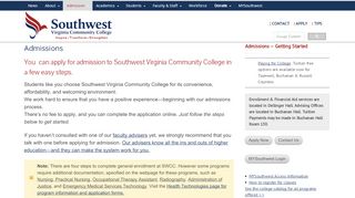 
                            10. Admissions - SWCC-Southwest Virginia Community College