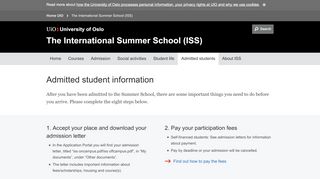 
                            12. Admitted student information - The International Summer School (ISS)