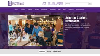 
                            12. Admitted Student Information - University of Evansville