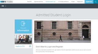 
                            8. Admitted Student Login | DIS