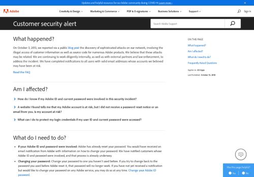 
                            7. Adobe customer security alert - Adobe Help Center