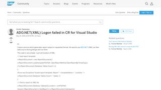 
                            12. ADO.NET(XML) Logon failed in CR for Visual Studio - archive SAP