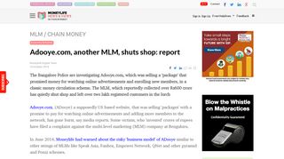 
                            10. Adooye.com, another MLM, shuts shop: report - Moneylife