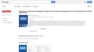 
                            13. Adopting a Harmonized Regional Approach to Customs Regulation for ... - Google Books-Ergebnisseite