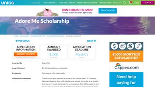 
                            5. Adore Me Scholarship Details - Apply Now | Unigo