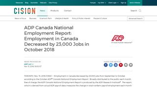 
                            12. ADP Canada National Employment Report: Employment in Canada ...