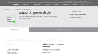 
                            8. adportal.generali.de - Domain - McAfee Labs Threat Center