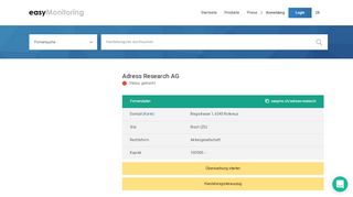 
                            13. Adress Research AG, Rotkreuz - Kontakt - Easymonitoring