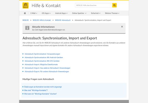 
                            7. Adressbuch: Synchronisation, Import und Export - WEB.DE Hilfe