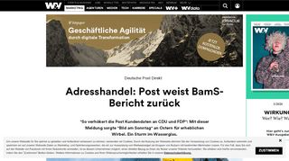 
                            11. Adresshandel: Post weist BamS-Bericht zurück | W&V