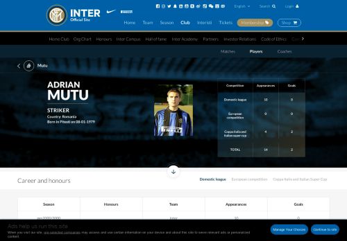 
                            6. Adrian Mutu | Players | F.C. Internazionale | inter.it