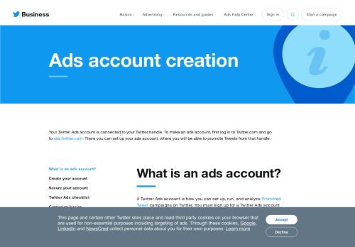 
                            5. Ads Account creation - Twitter for Business