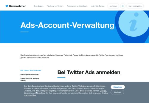 
                            2. Ads-Account-Verwaltung - Twitter for Business