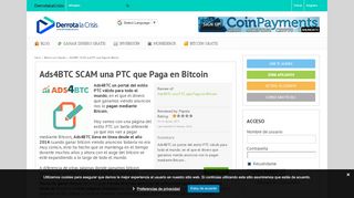 
                            8. Ads4BTC SCAM una PTC que Paga en Bitcoin |DerrotalaCrisis|