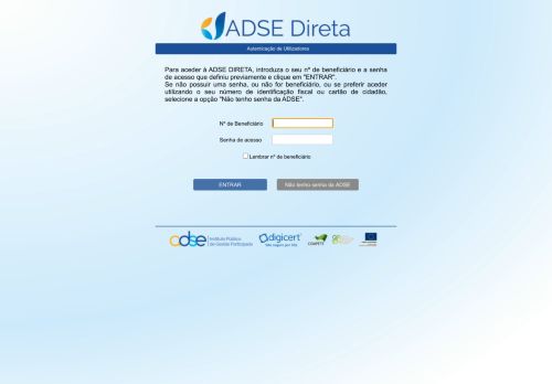 
                            1. ADSE DIRETA - Autenticação de Utilizadores