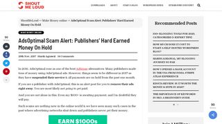 
                            3. AdsOptimal Scam Alert: Publishers' Hard Earned Money On Hold