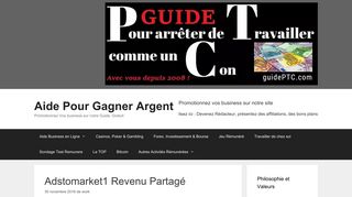 
                            5. Adstomarket1 Revenu Partagé | Aide Pour Gagner Argent - Guide PTC