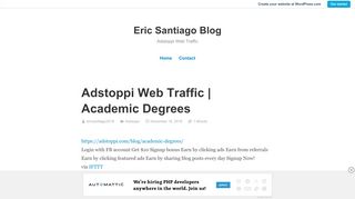 
                            9. Adstoppi Web Traffic | Academic Degrees – Eric Santiago Blog