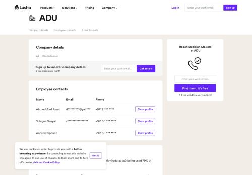 
                            7. ADU - Email Address Format & Contact Phone Number - Lusha