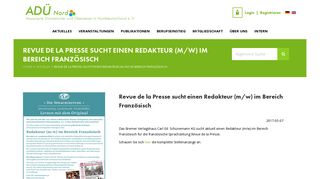 
                            11. ADÜ Nord | Revue de la Presse sucht einen Redakteur (m/w) im ...