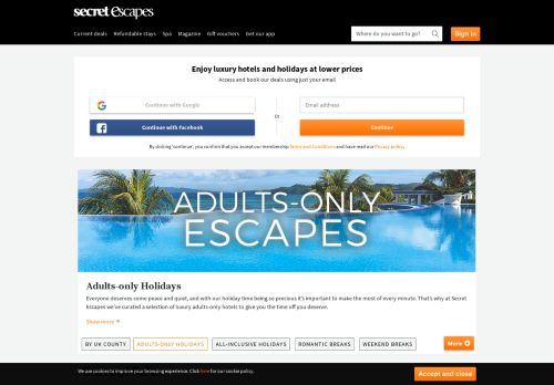 
                            7. Adults-only Escapes | Save up to 60% on luxury travel | Secret Escapes