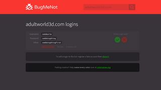 
                            5. adultworld3d.com passwords - BugMeNot