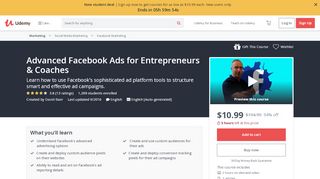 
                            3. Advanced Facebook Ads for Entrepreneurs & Coaches | Udemy