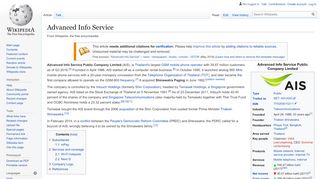 
                            6. Advanced Info Service - Wikipedia