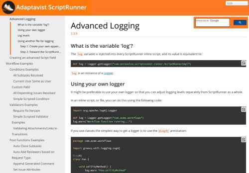 
                            8. Advanced Logging - Adaptavist ScriptRunner