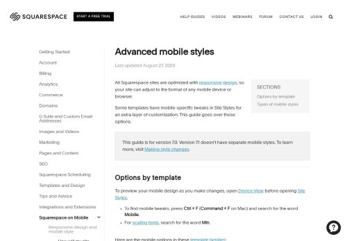 
                            10. Advanced mobile styles – Squarespace Help