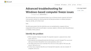 
                            3. Advanced troubleshooting for Windows-based computer freeze issues ...