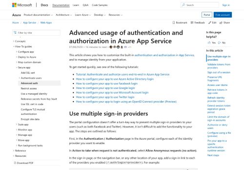
                            6. Advanced usage of authentication and authorization - Azure App Service
