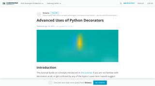 
                            9. Advanced Uses of Python Decorators | Codementor