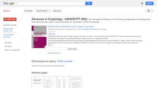 
                            10. Advances in Cryptology - ASIACRYPT 2003: 9th International ...