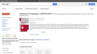 
                            9. Advances in Cryptology -- CRYPTO 2015: 35th Annual Cryptology ...