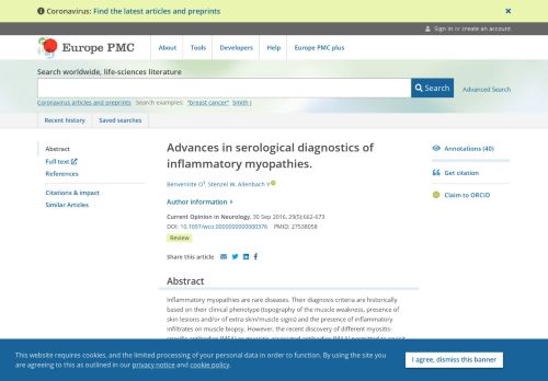 
                            5. Advances in serological diagnostics of inflammatory ... - Europe PMC