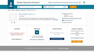 
                            9. Advantage Travel LLC | Better Business Bureau® Profile