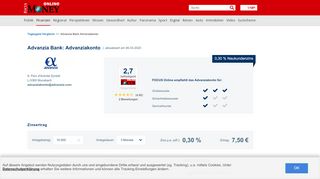 
                            12. Advanzia Bank Tagesgeld | FOCUS