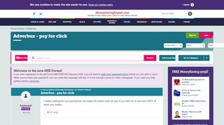 
                            5. Adverbux - pay for click - MoneySavingExpert.com Forums