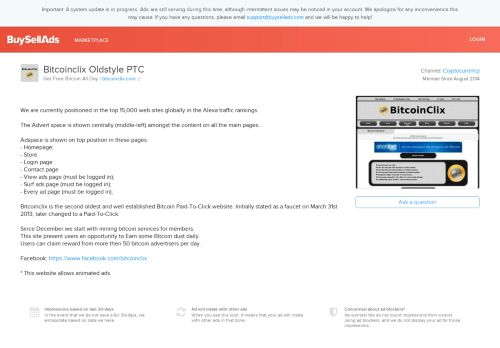 
                            4. Advertise on Bitcoinclix Oldstyle PTC | BuySellAds