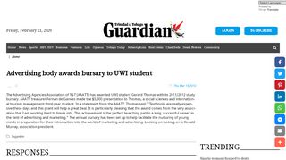 
                            9. Advertising body awards bursary to UWI student - Trinidad Guardian