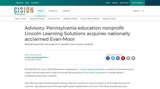 
                            11. Advisory: Pennsylvania education nonprofit Lincoln Learning ...