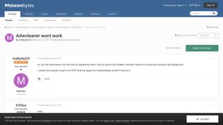 
                            2. Adwcleaner wont work - Malwarebytes AdwCleaner - Malwarebytes Forums