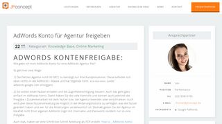 
                            10. AdWords Konto für Agentur freigeben | JFconcept GmbH