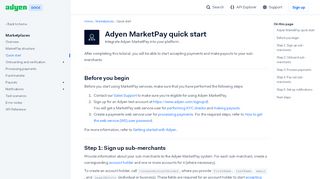 
                            6. Adyen MarketPay quick start - Adyen's documentation