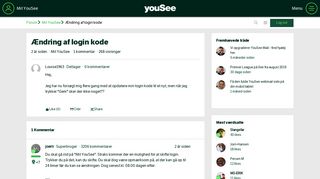 
                            2. Ændring af login kode - YouSee Forum