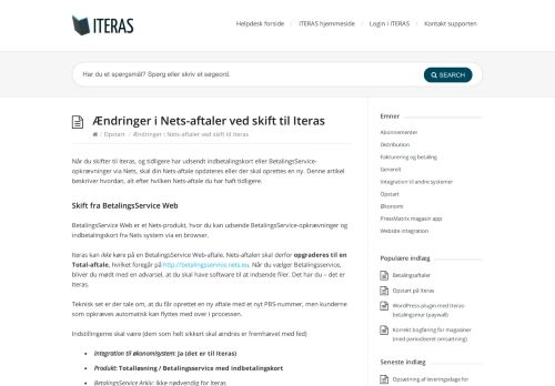
                            10. Ændringer i Nets-aftaler ved skift til Iteras – ITERAS helpdesk