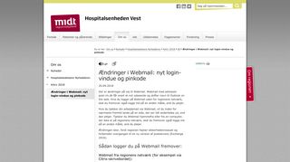 
                            7. Ændringer i Webmail: nyt login-vindue og pinkode - Hospitalsenheden ...