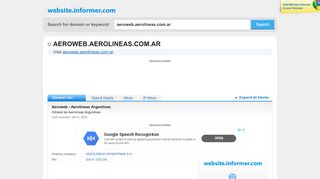 
                            4. aeroweb.aerolineas.com.ar at WI. Aeroweb - Aerolíneas Argentinas